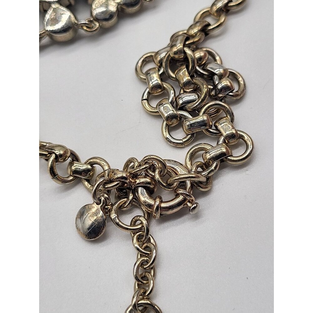 J. Crew Gold Tone Black Clear Rhinestones Statement Bib Necklace Prom Wedding - Picture 6 of 7
